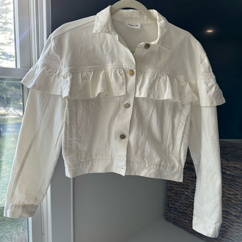 Sugar & Lips Denim Jacket with Ruffle